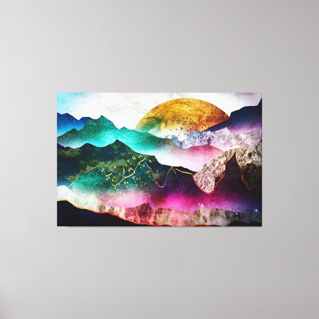 Lienzo Golden Sun over Gemstone Mountains (Anverso)