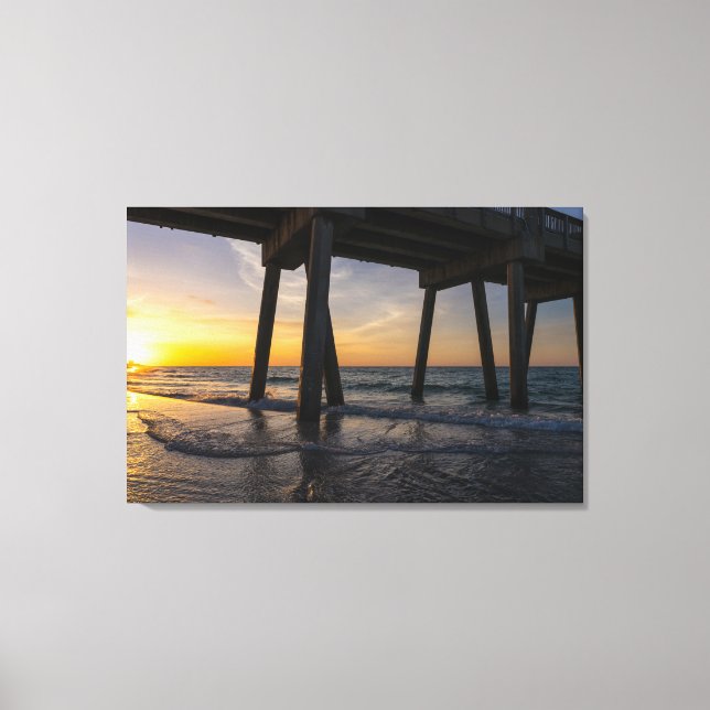 Lienzo Golden Sunrise Under Pensacola Pier Canvas (Anverso)