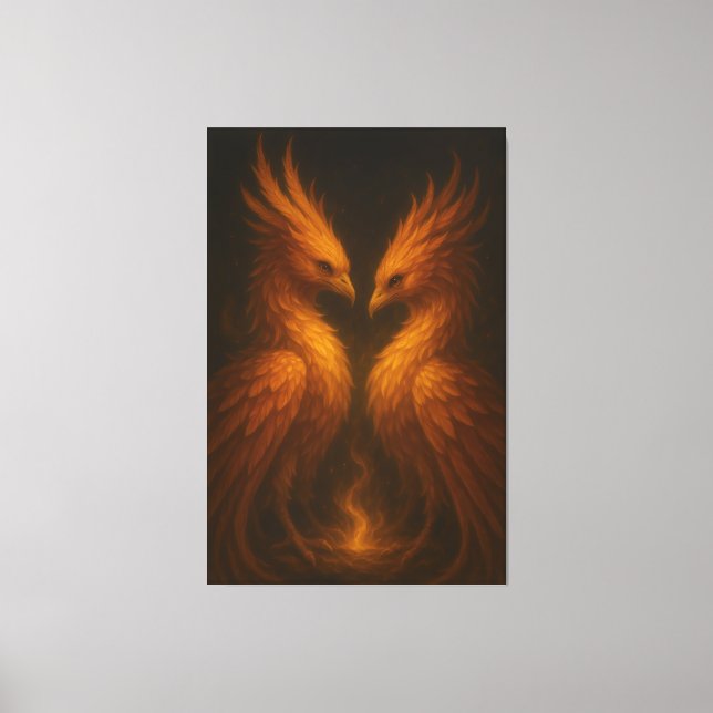 Lienzo Golden Twin Phoenix • Luxury Fine Art Canvas (Anverso)