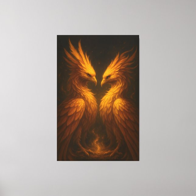 Lienzo Golden Twin Phoenix • Luxury Fine Art Canvas (Anverso)