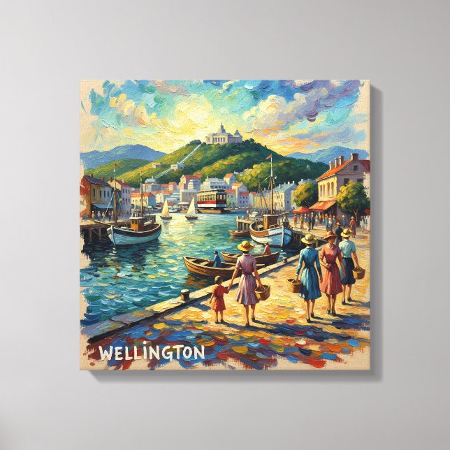 Lienzo Golden Wellington Harbor Promenade Canvas (Anverso)