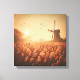Lienzo Golden Windmill Over Autumn Field Canvas Art