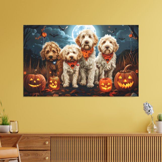 Lienzo Goldendoodle Halloween Spooky (Insitu (Sala de estar))