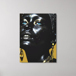 Lienzo Goldene Eleganz: Schwarze Schönheit mit Schmuck