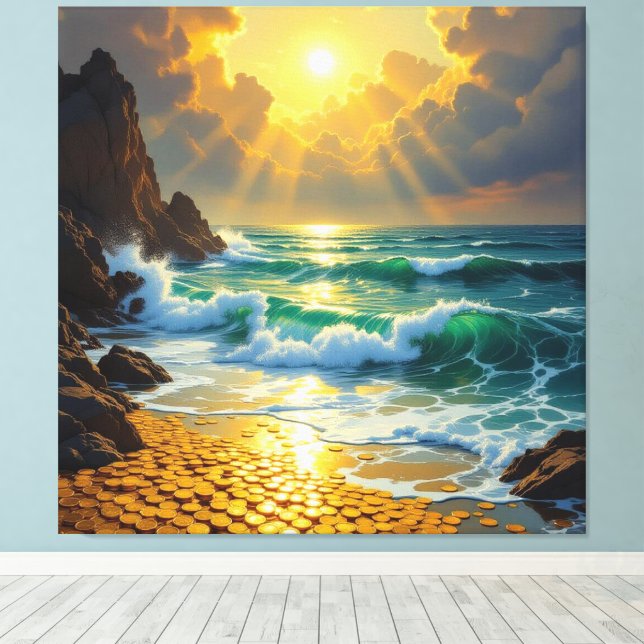 Lienzo Goldene Sturmflut des Schicksals   (Insitu (piso de madera))