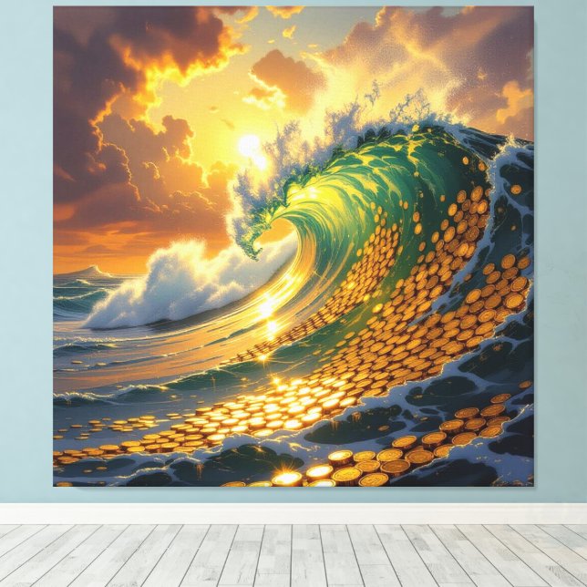 Lienzo Goldene Sturmflut des Schicksals   (Insitu (piso de madera))