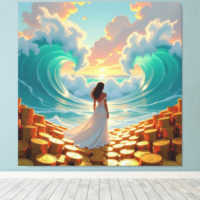 Lienzo Goldene Sturmflut des Schicksals   (Insitu (piso de madera))