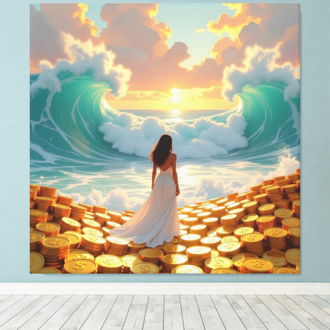 Lienzo Goldene Sturmflut des Schicksals   (Insitu (piso de madera))