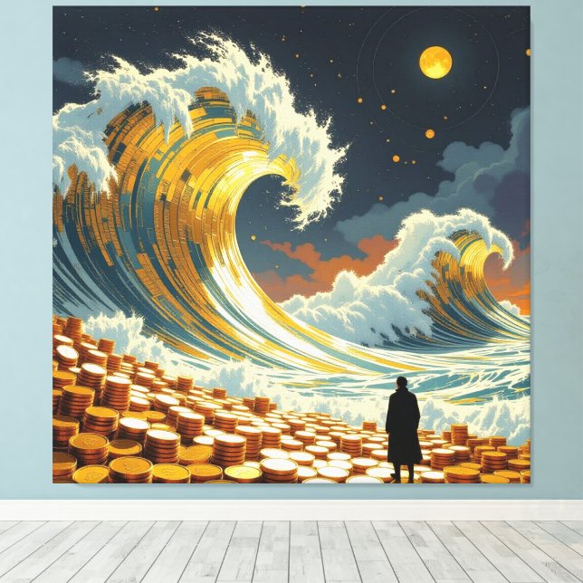 Lienzo Goldene Sturmflut des Schicksals   (Insitu (piso de madera))