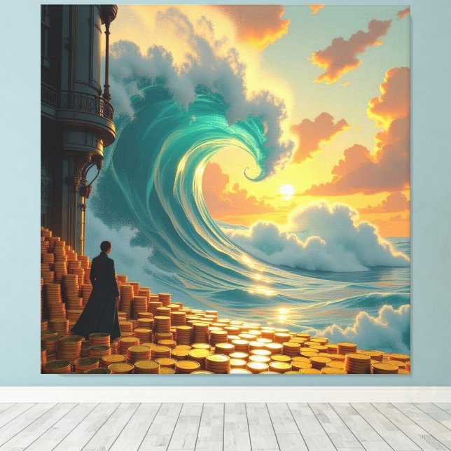 Lienzo Goldene Sturmflut des Schicksals   (Insitu (piso de madera))