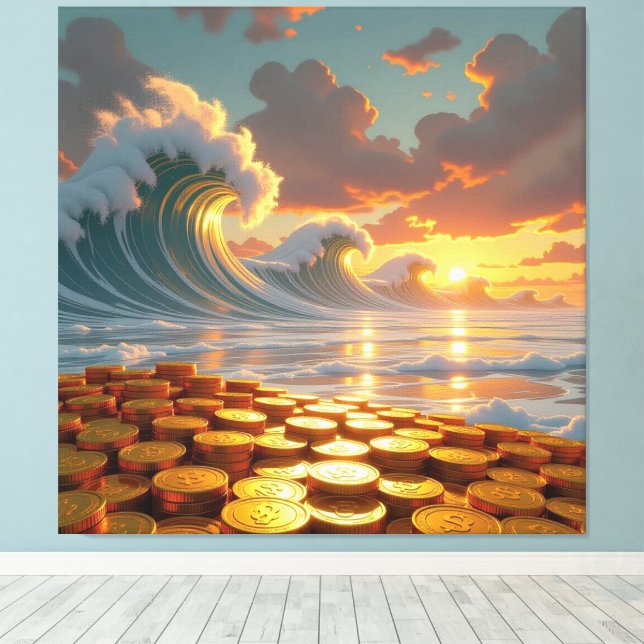 Lienzo Goldene Sturmflut des Schicksals   (Insitu (piso de madera))