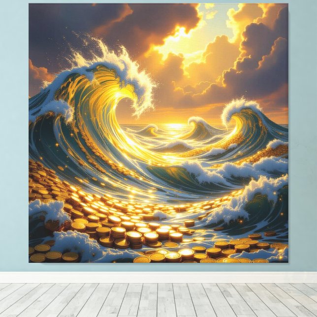 Lienzo Goldene Sturmflut des Schicksals   (Insitu (piso de madera))