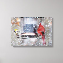 Lienzo Goldfinch y el cardenal en Feeder