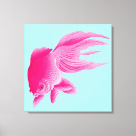 Lienzo Goldfish rosa azul grande pop moderno