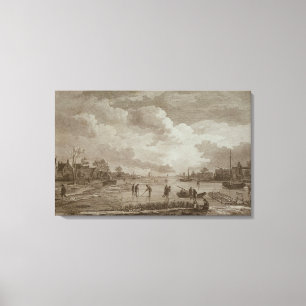 Lienzo Golf en el hielo, grabado del copperline de Van