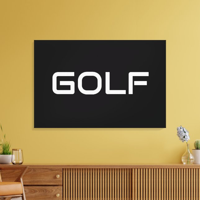 Lienzo GOLF Sleek Sporty Modern White Text On Deep Black (Insitu (Sala de estar))