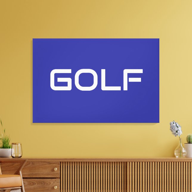 Lienzo GOLF Sleek Sporty Modern White Text On Deep Blue (Insitu (Sala de estar))