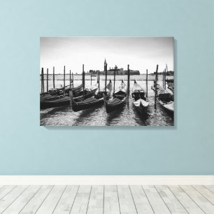 Lienzo Góndolas en Venecia en blanco y negro