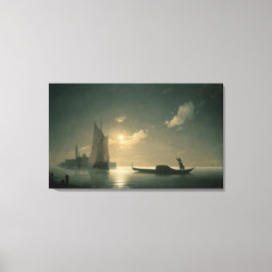 Lienzo Gondolero en el mar por la noche, 1843