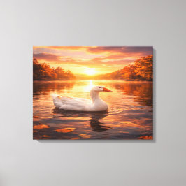Lienzo Goose Floating on a Misty Lake