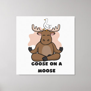 Lienzo Goose on the Moose Animal Funny