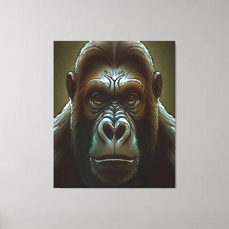 Lienzo Gorila de la montaña Ape Fun Face Black SchemArt