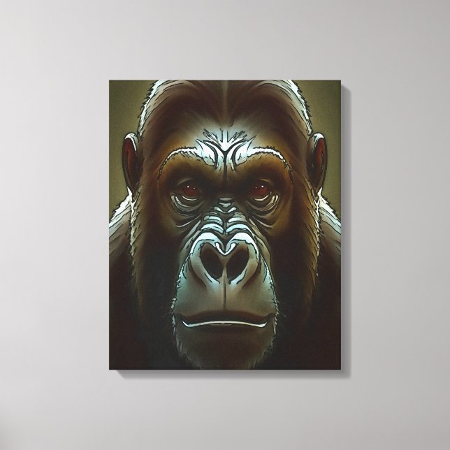 Lienzo Gorila de la montaña Ape Fun Face Black SchemArt (Anverso)