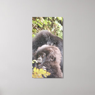 Lienzo Gorila de montaña Bebé 20 x 40 pulgadas. Lona