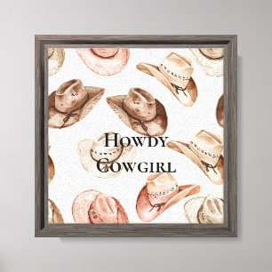Lienzo Gorras de Cowgirl de cream marrón rosa occidental