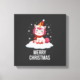 Lienzo Gorrito de Navidad de unicornio lindo Camiseta de