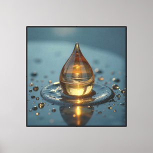 Lienzo Gota de agua ámbar con reflejo de la puesta del so