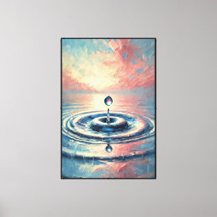 Lienzo Gota de agua con ondas en el cielo del atardecer A