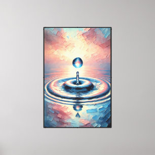 Lienzo Gota de agua con rizos bajo un cielo colorido