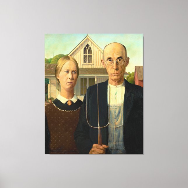 Lienzo Gótico americano de Grant Wood (1930) (Anverso)