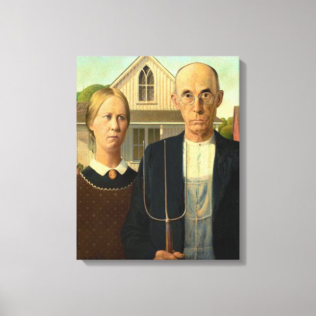 Lienzo Gótico americano de Grant Wood (1930) (Anverso)