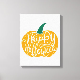 Lienzo Grabación feliz de Halloween con calabaza tallada