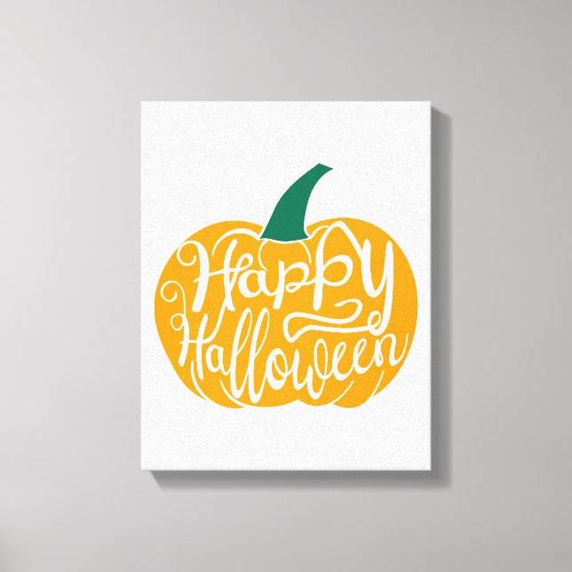 Lienzo Grabación feliz de Halloween con calabaza tallada (Anverso)