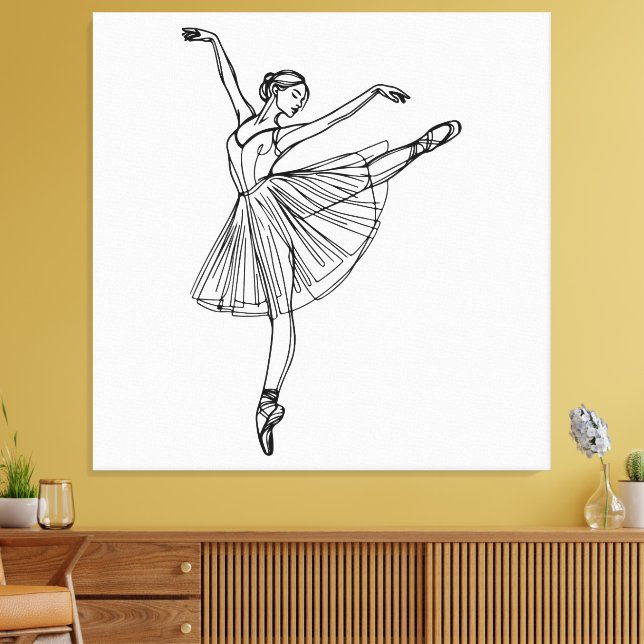 Lienzo Grace in Motion - Ballerina Line Art (Insitu (Sala de estar))