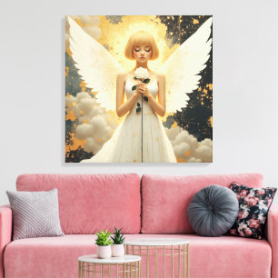 Lienzo Gracia Celestial   Ángel Hermoso y Rosa 
