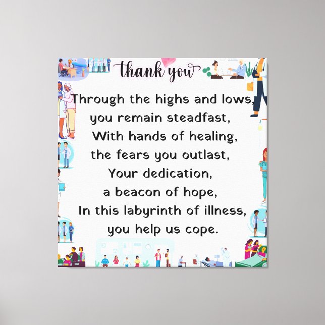 Lienzo Gracias, querido personal del hospital (Anverso)