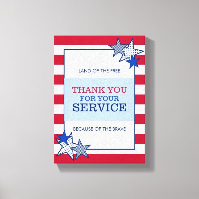 Lienzo Gracias Stars Stripes Patriótico Veterano Service (Anverso)