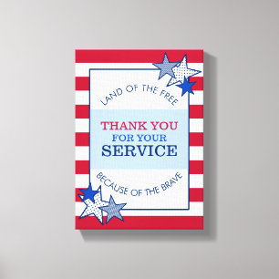 Lienzo Gracias Stars Stripes Patriótico Veterano Servici