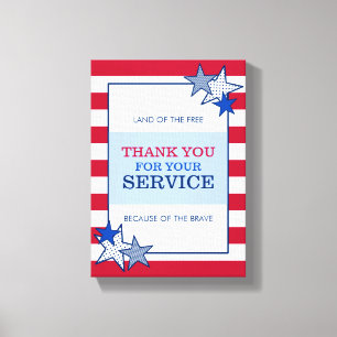 Lienzo Gracias Stars Stripes Patriótico Veterano Servici