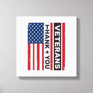 Lienzo Gracias Veteranos Diseño de bandera angustiado Vec