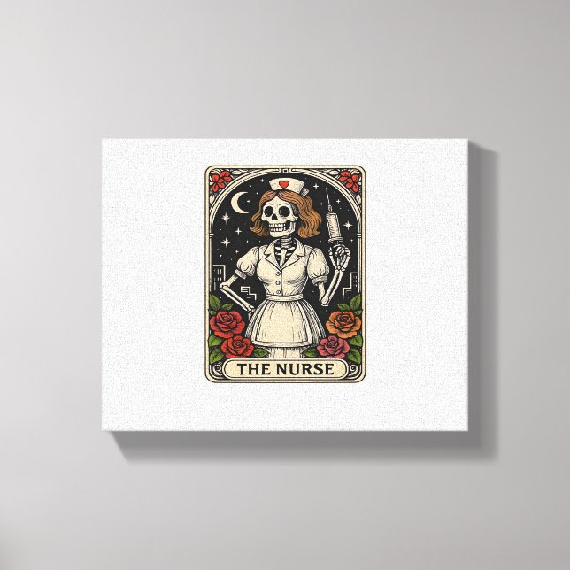 Lienzo Graciosa enfermera Skeleton Tarot Card Enfermería  (Anverso)