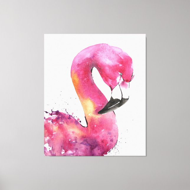 Lienzo Gracioso acuarela Pink Flamingo Gifts Lover (Anverso)