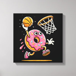 Lienzo Gracioso Donut Dunking Basketball Food Champ Sport