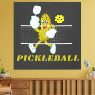 Lienzo Gracioso Pickle Jugando Pickleball