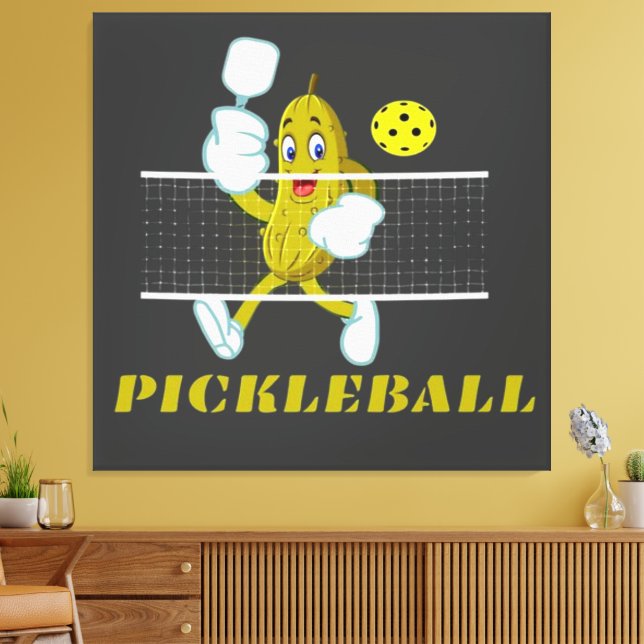 Lienzo Gracioso Pickle Jugando Pickleball (Insitu (Sala de estar))