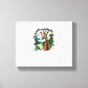 Lienzo Gracioso Regalo Cute Giraffe En El Agujero En Esti